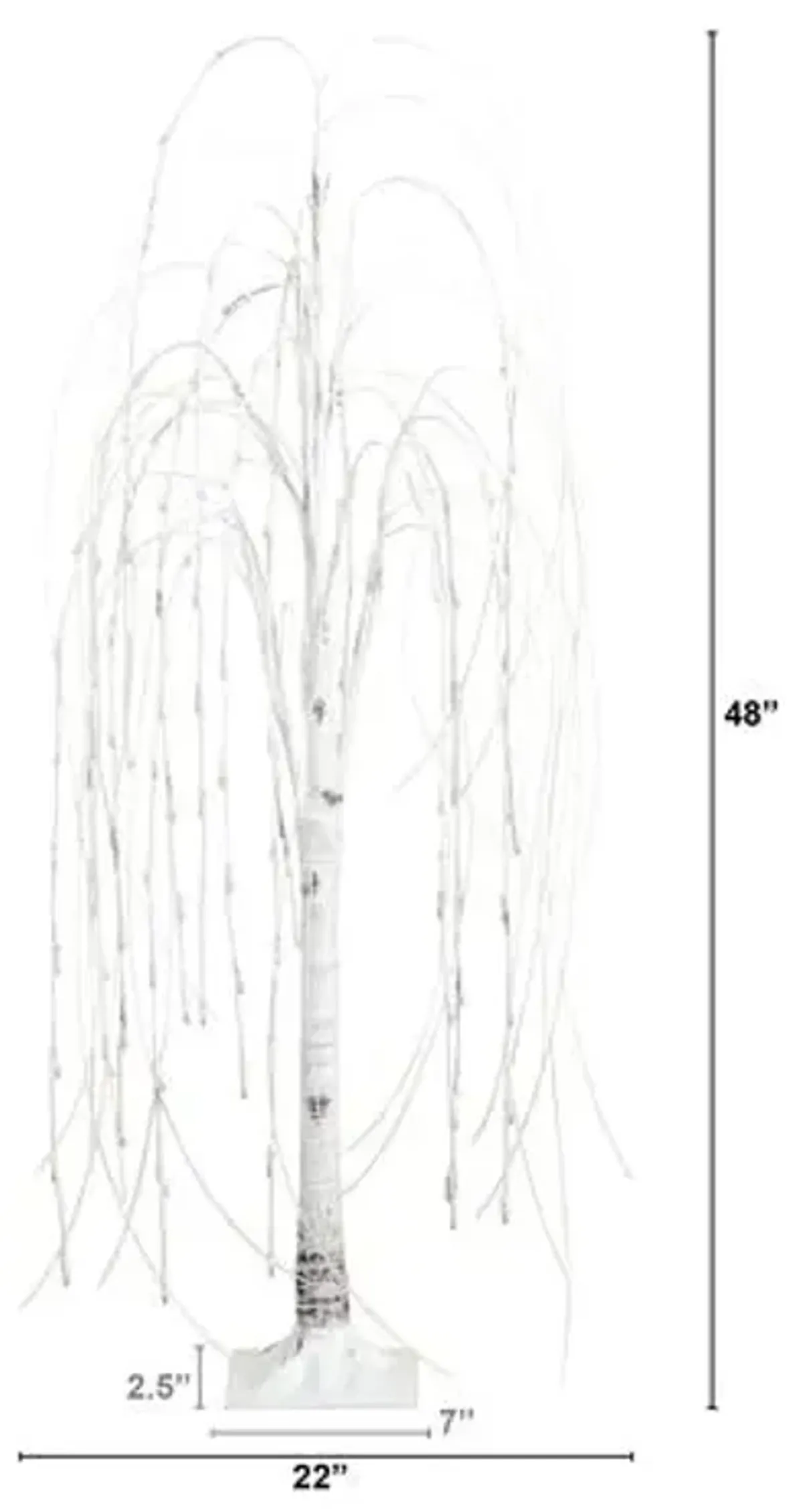 4ft. Pre-Lit Artificial White Weeping Willow Tree