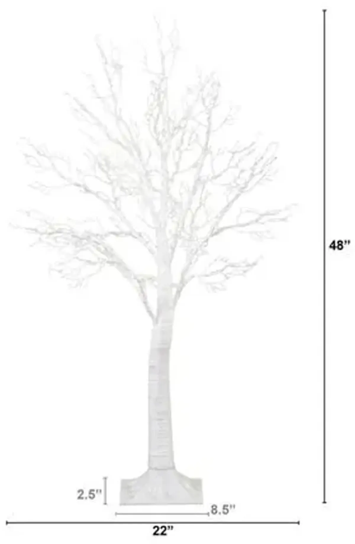 4ft. Pre-Lit Artificial White Twig Tree - Green