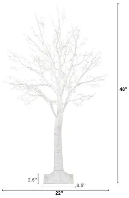 4ft. Pre-Lit Artificial White Twig Tree - Green