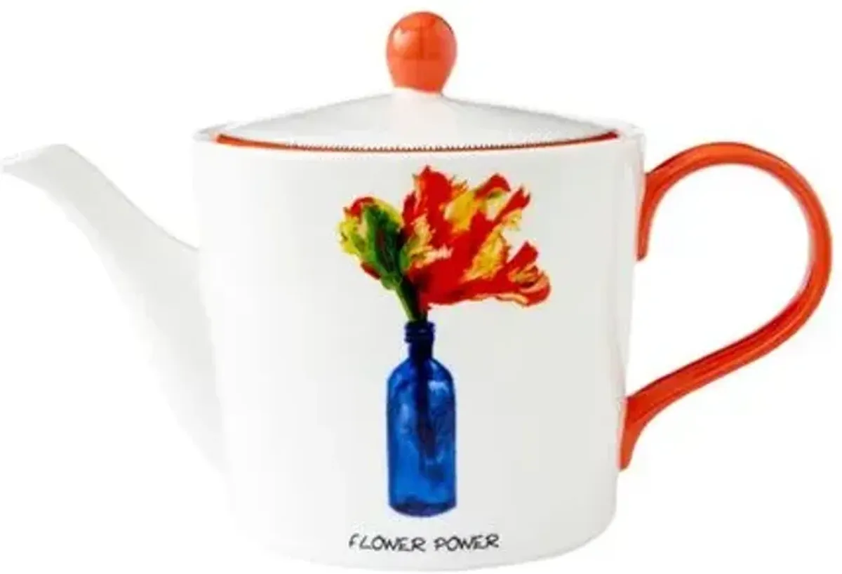 Doodles Teapot - White - Kit Kemp