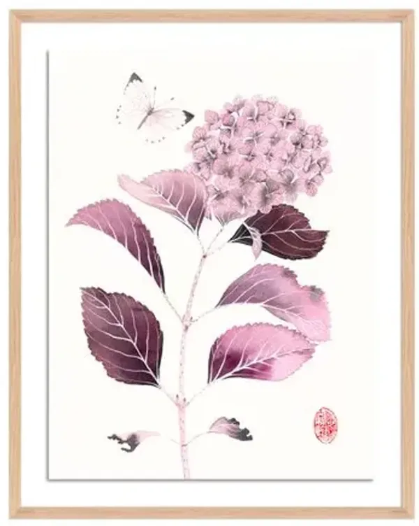 Gabby Malpas - Peony with Hummingbird Painting - White