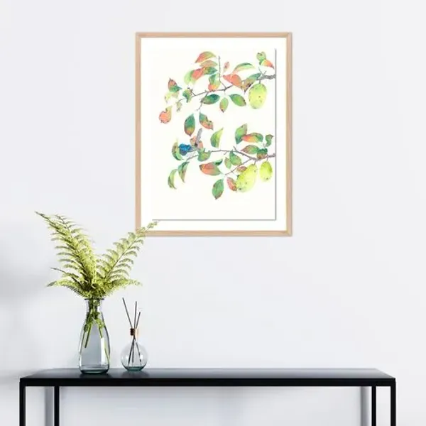 Gabby Malpas - Autumn Crabapples and Blue Wren Painting - Green