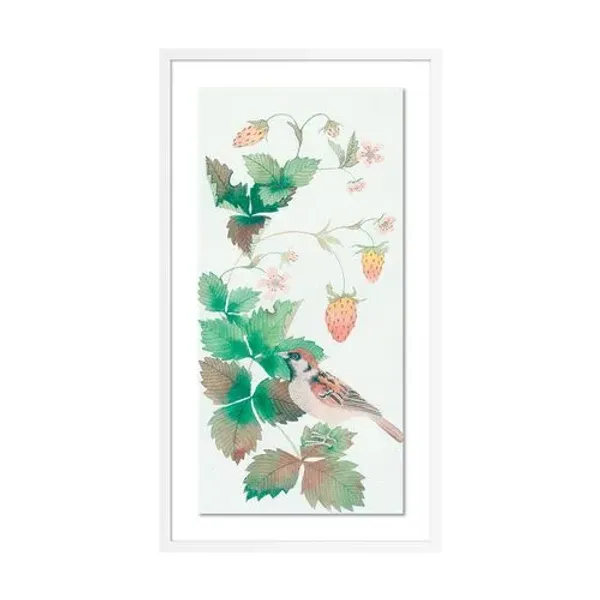 Gabby Malpas - Sparrow and Strawberries Painting - Red