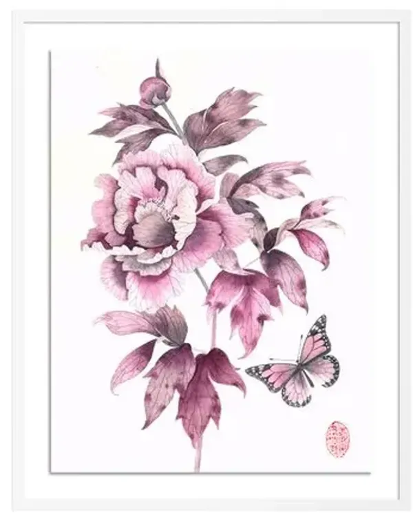 Gabby Malpas - Peony BW Painting - Black
