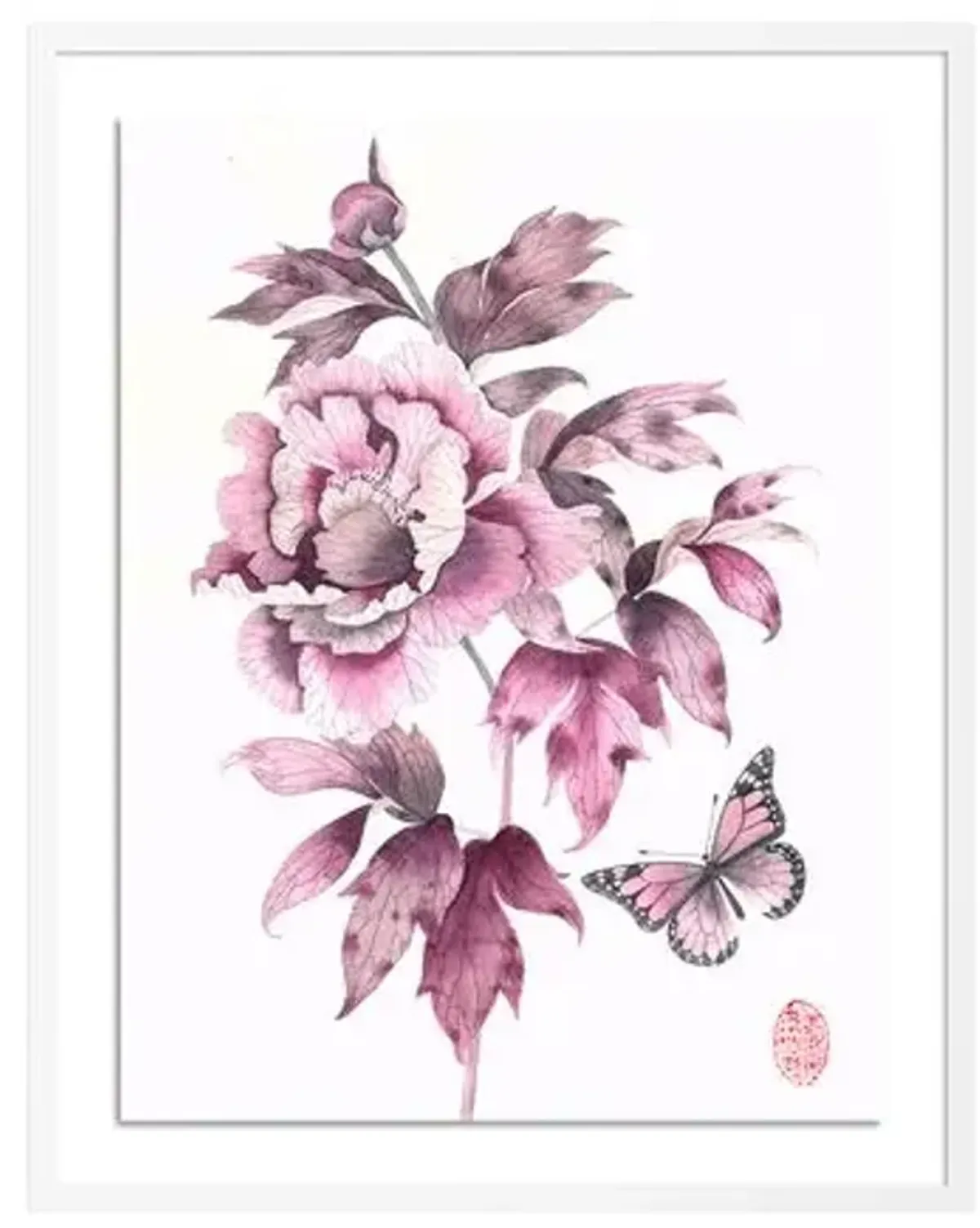 Gabby Malpas - Peony BW Painting - Black