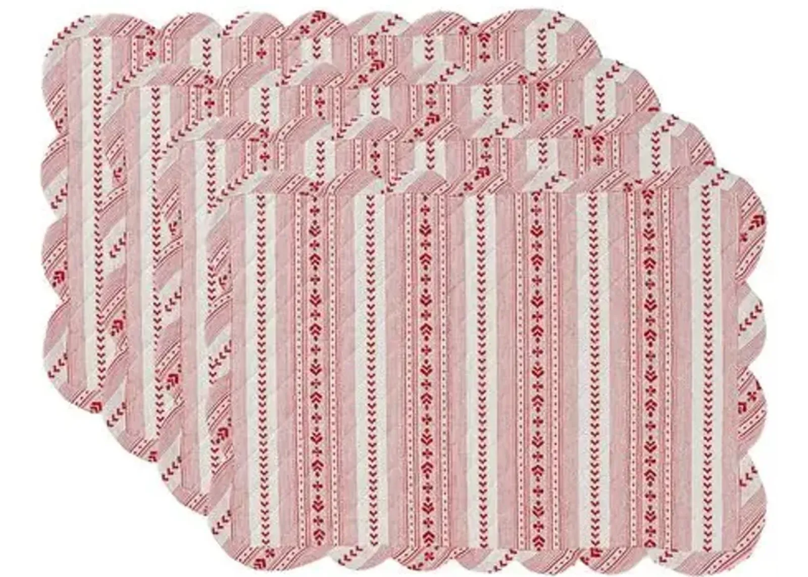 Set of 4 Villa Stripe Quilted Placemats - Red - Juliska