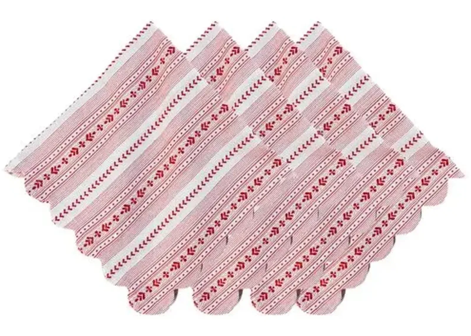 Set of 4 Villa Stripe Napkins - Red - Juliska