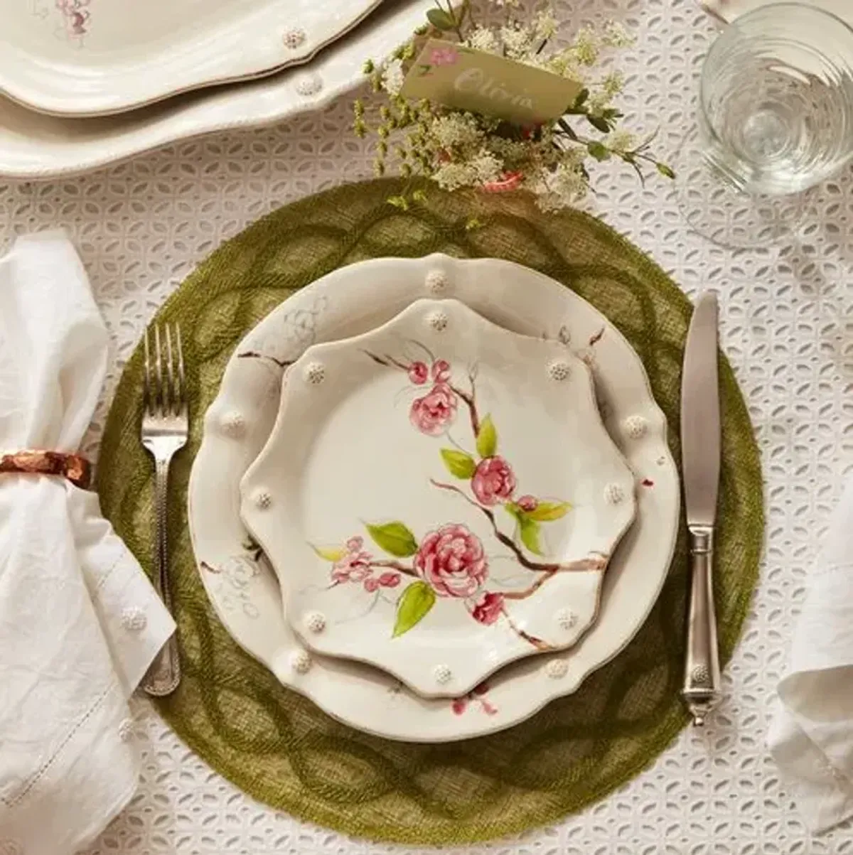 Set of 4 Tuileries Garden Placemats - Pistachio - Juliska - Green