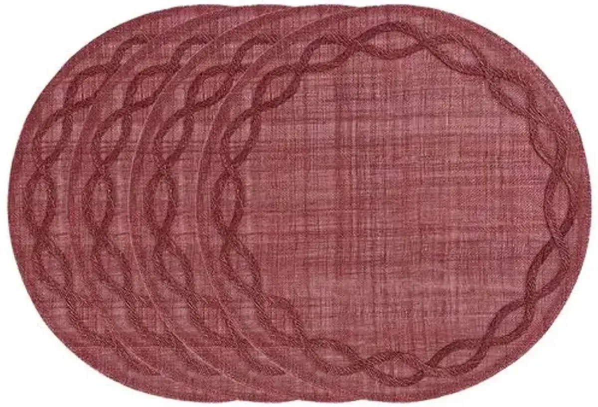 Set of 4 Tuileries Garden Placemats - Mulberry - Juliska - Red