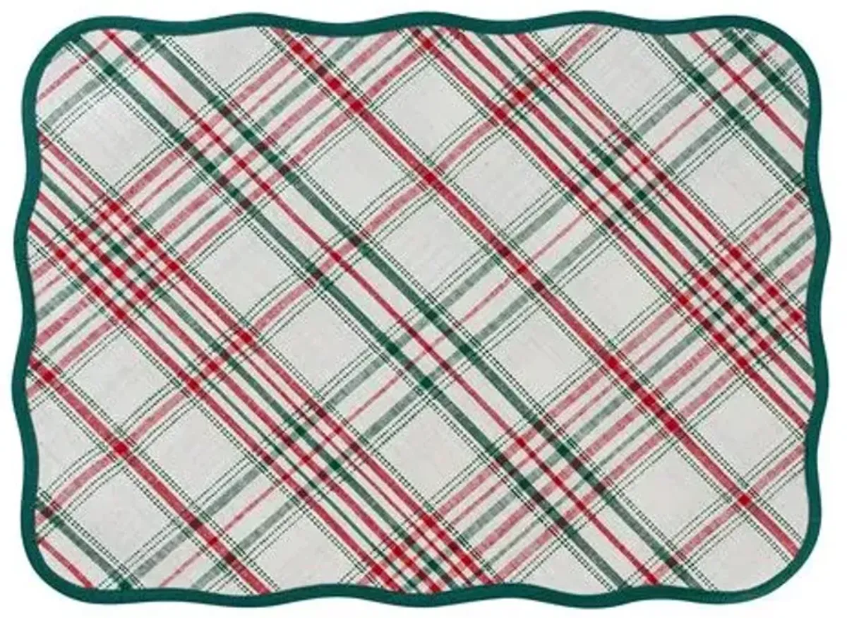 Set of 4 Merry Tartan Placemats - Mulberry - Brown - Juliska