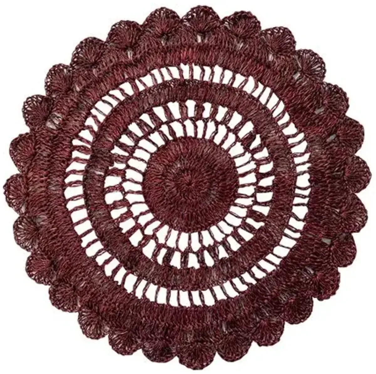 Set of 4 Macrame Placemats - Cranberry - Juliska - Red