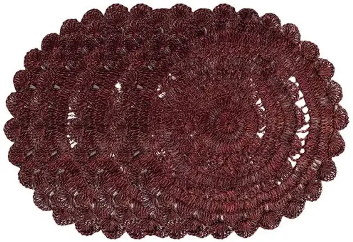 Set of 4 Macrame Placemats - Cranberry - Juliska - Red