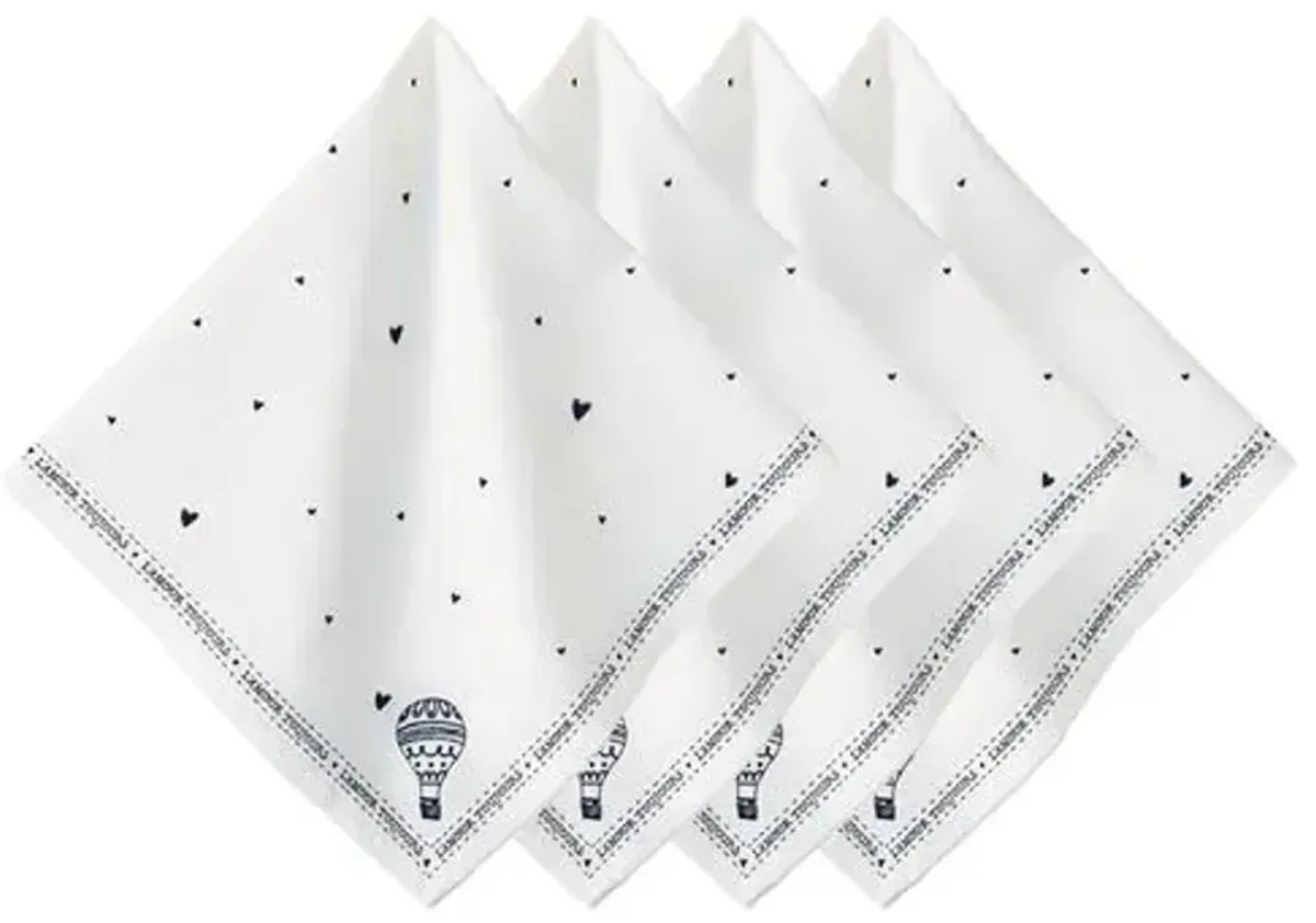 Set of 4 L'Amour Toujours Napkins - White - Juliska