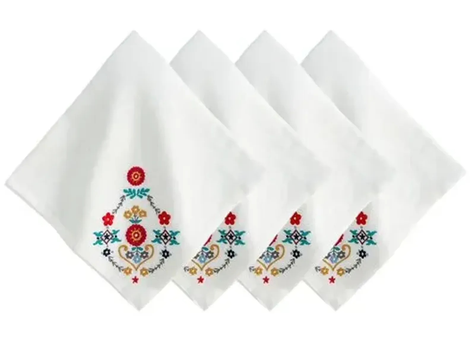 Set of 4 Heidi Embroidered Napkins - Juliska - Multi