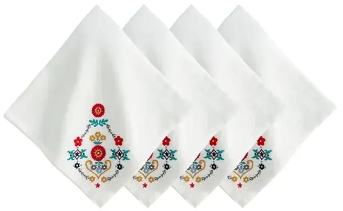 Set of 4 Heidi Embroidered Napkins - Juliska - Multi