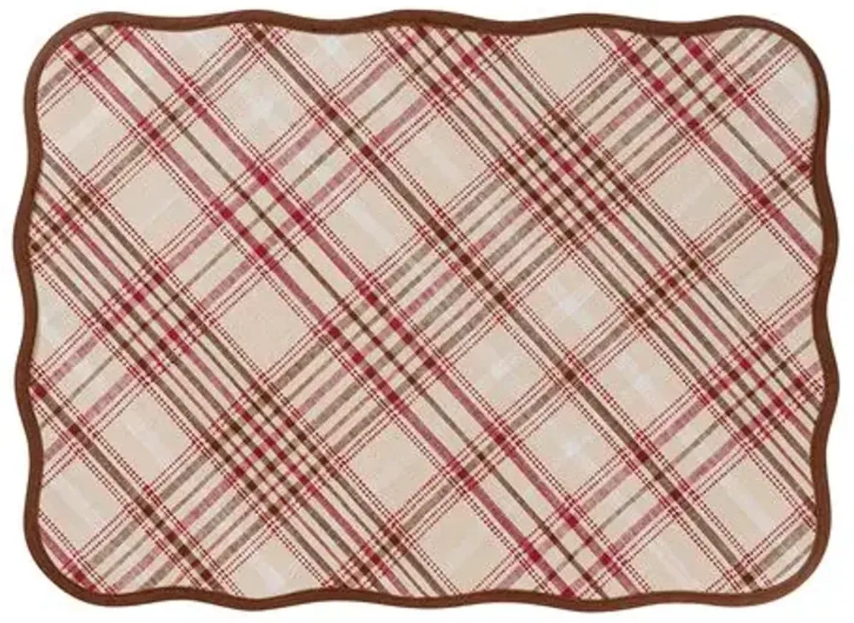 Set of 4 Harvest Tartan Placemats - Mulberry - Brown - Juliska