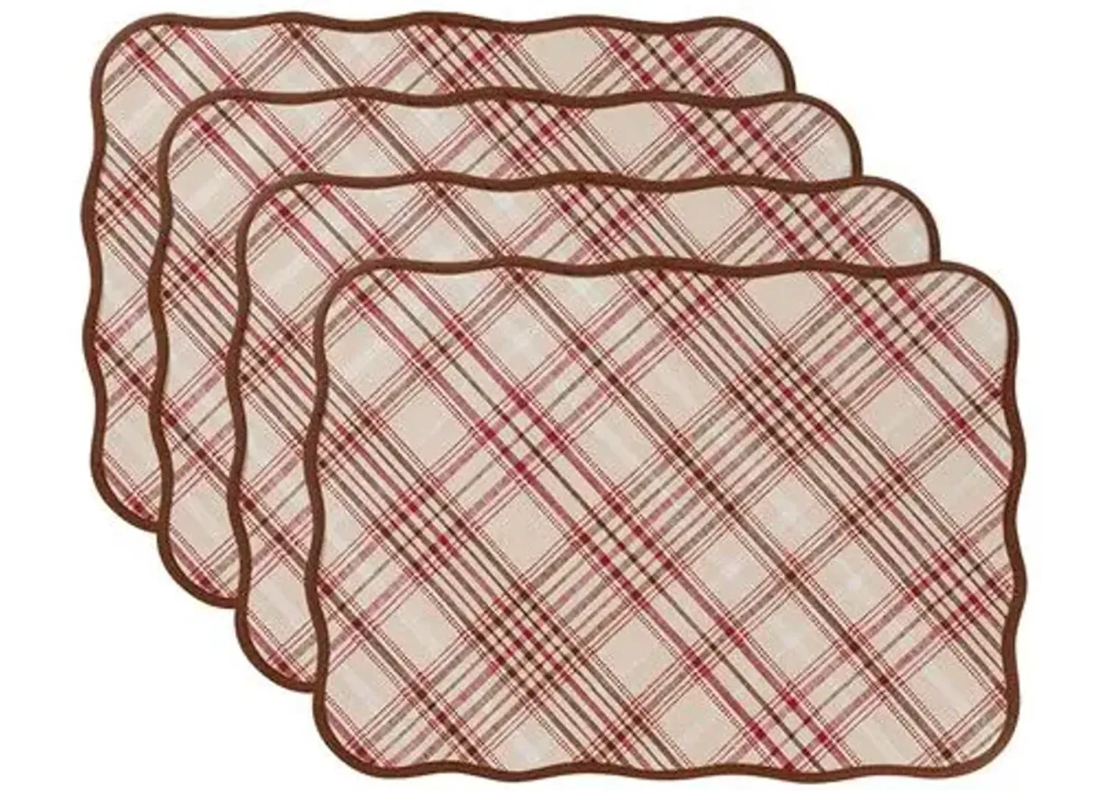 Set of 4 Harvest Tartan Placemats - Mulberry - Brown - Juliska