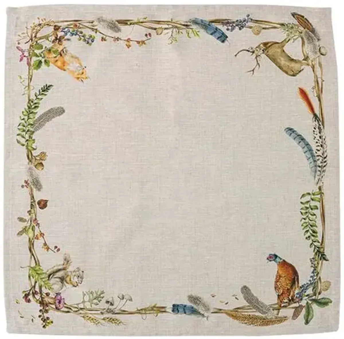 Set of 4 Forest Walk Animal Napkins - Café Au Lait - Juliska - Multi