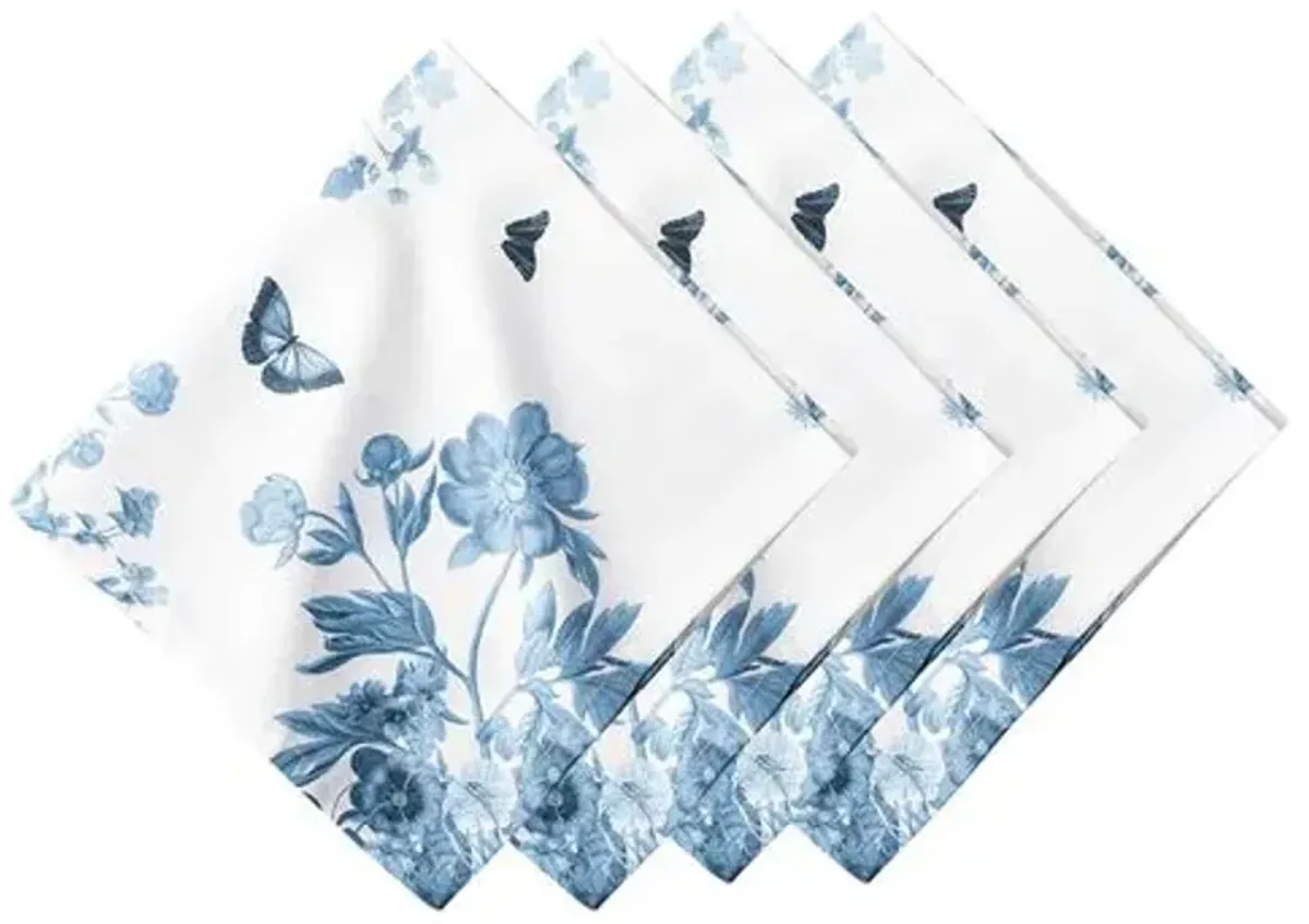 Set of 4 Field of Flowers Napkins - Chambray - Juliska - Blue