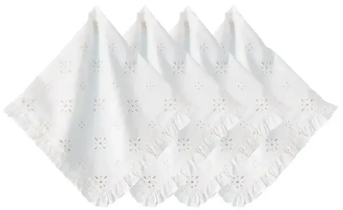 Set of 4 Eyelet Napkins - White - Juliska