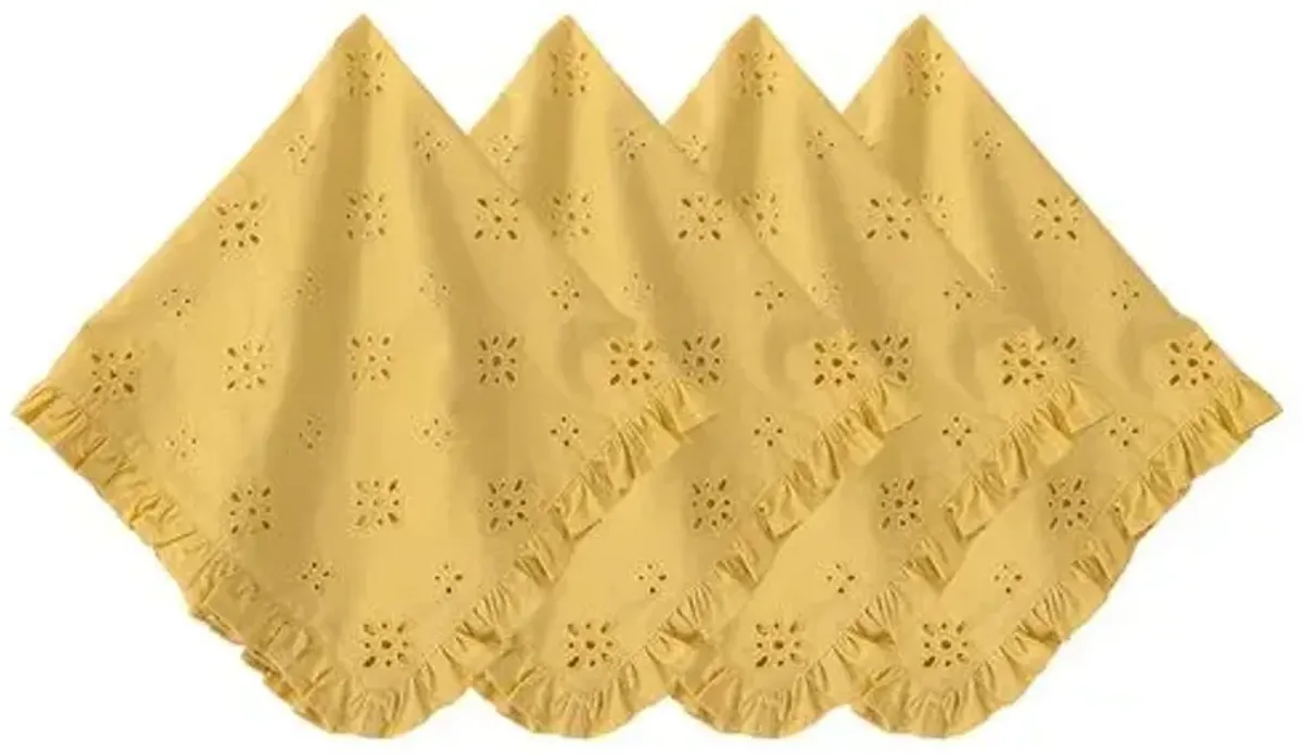 Set of 4 Eyelet Napkins - Sunflower Yellow - Juliska