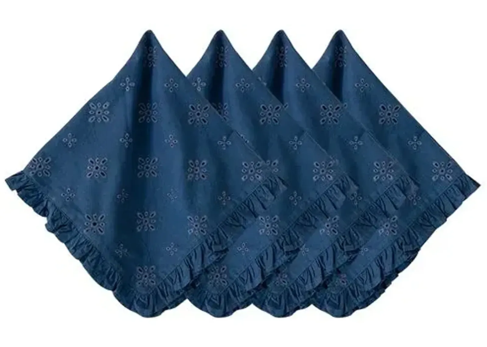 Set of 4 Eyelet Napkins - Navy - Juliska - Blue