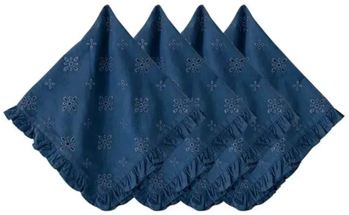 Set of 4 Eyelet Napkins - Navy - Juliska - Blue