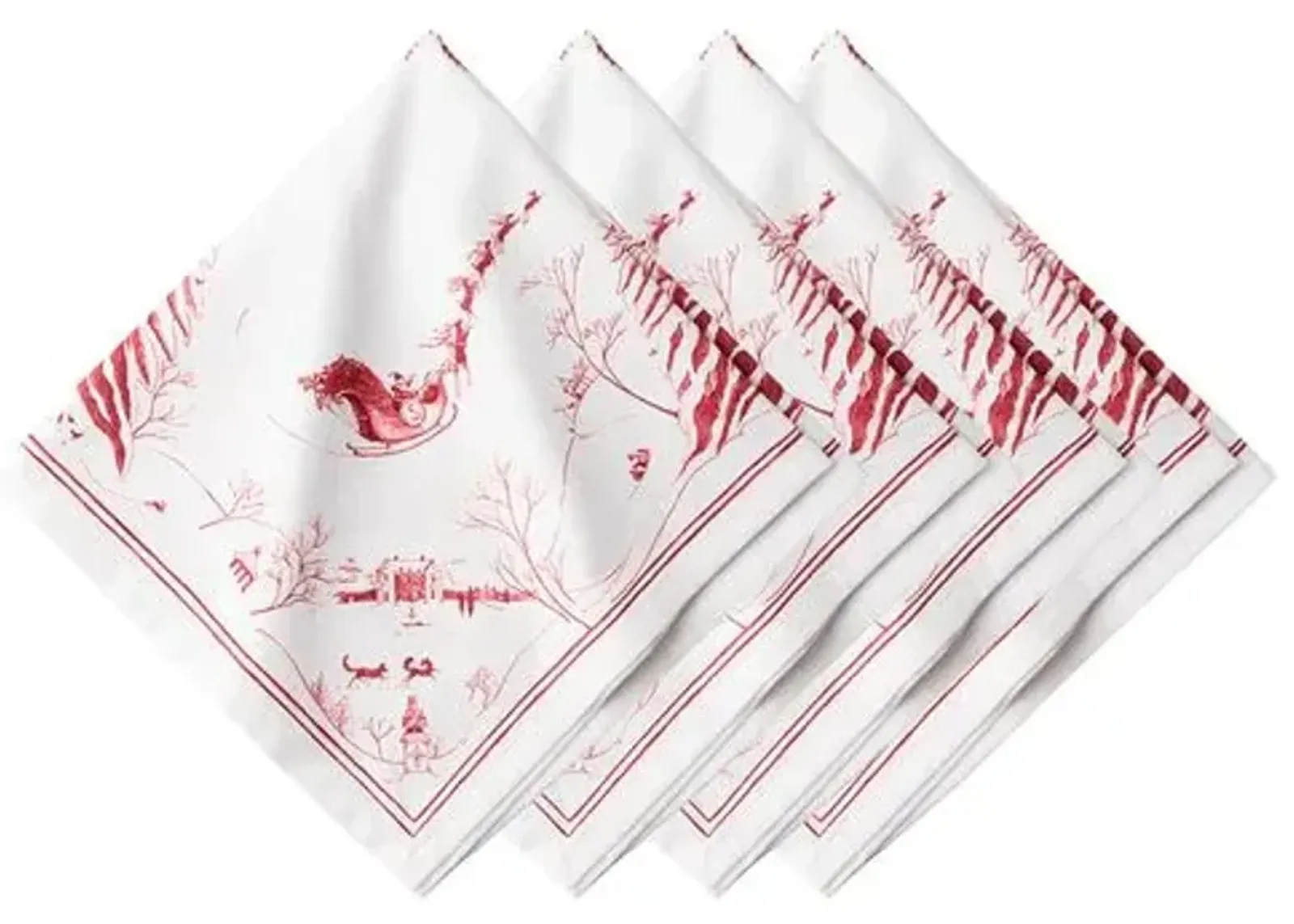 Set of 4 Country Estate Winter Frolic Napkins - Ruby - Juliska - Red