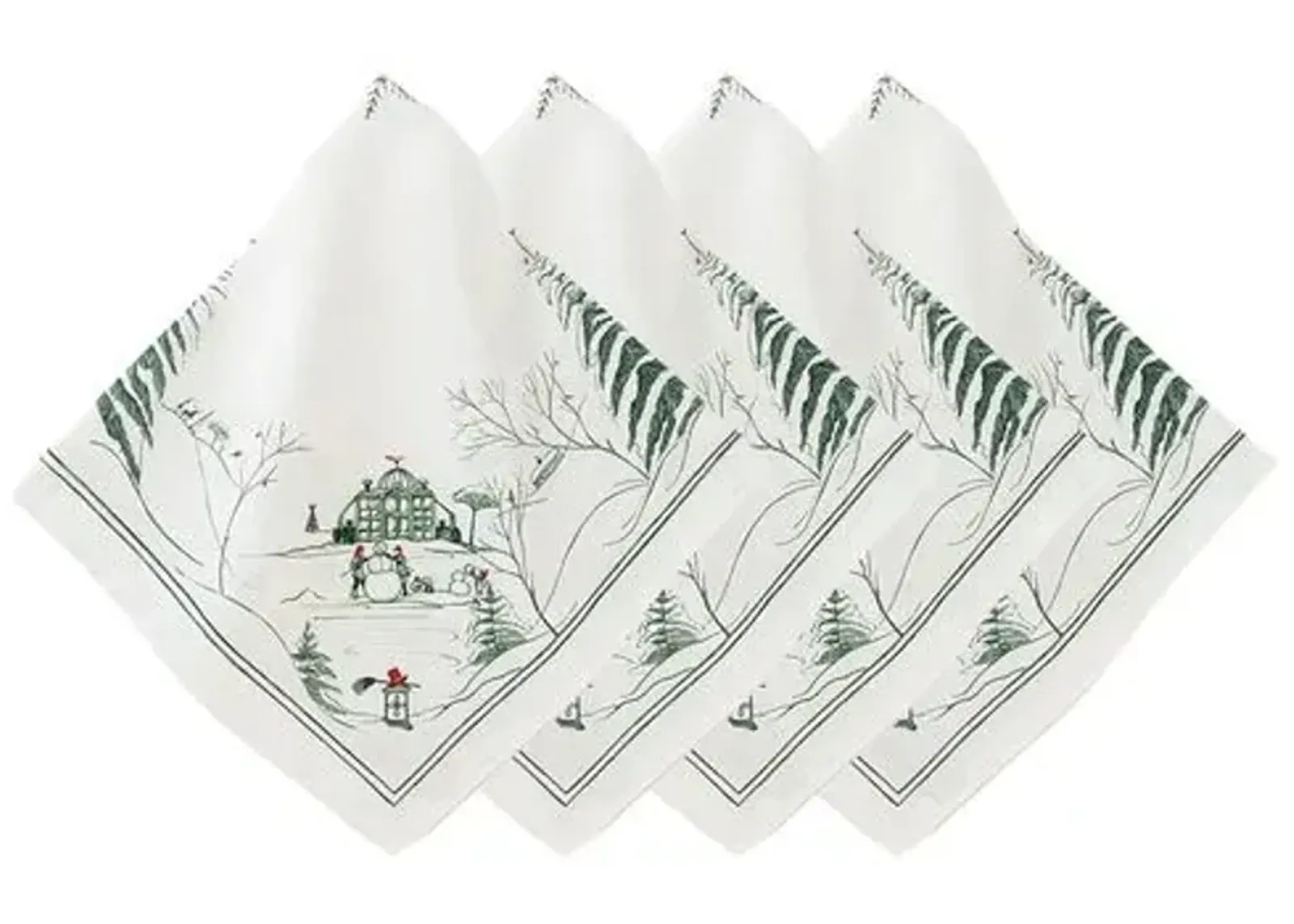 Set of 4 Country Estate Winter Frolic Napkins - Evergreen - Juliska