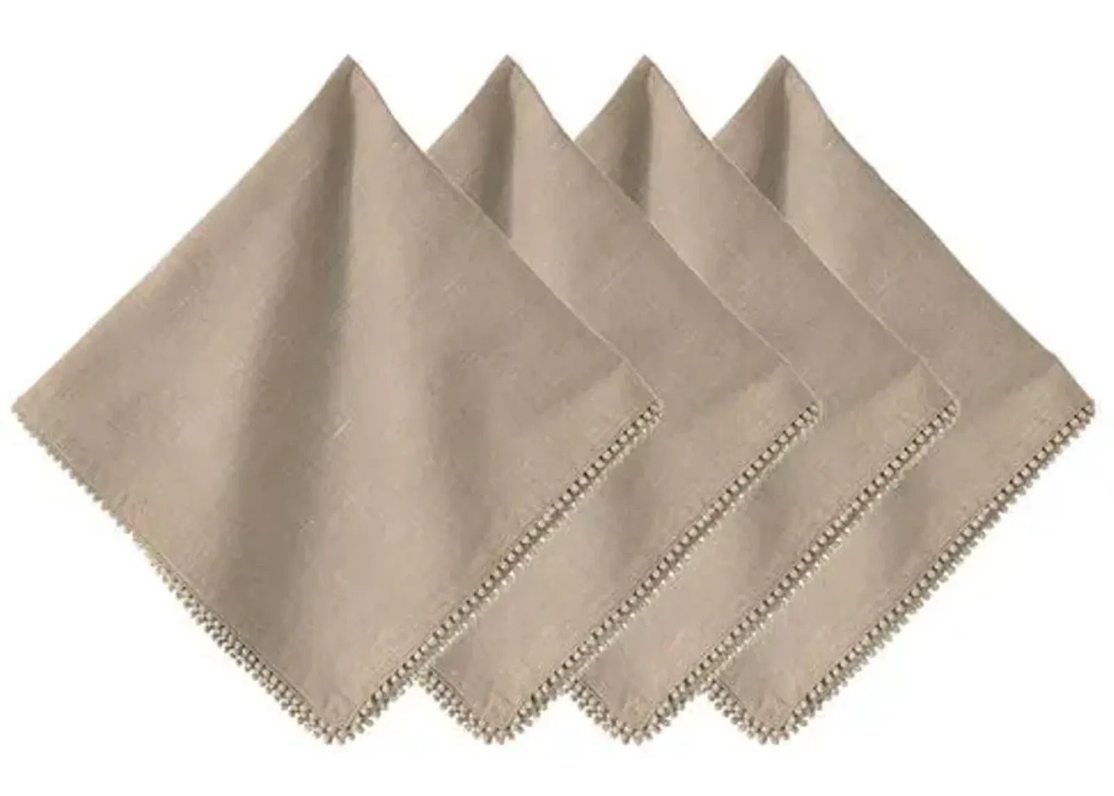 Set of 4 Berry Trim Napkins - Flax - Juliska - Brown