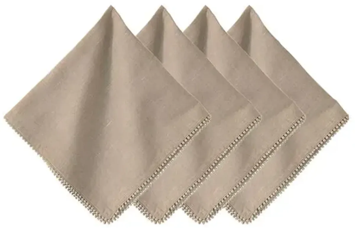 Set of 4 Berry Trim Napkins - Flax - Juliska - Brown