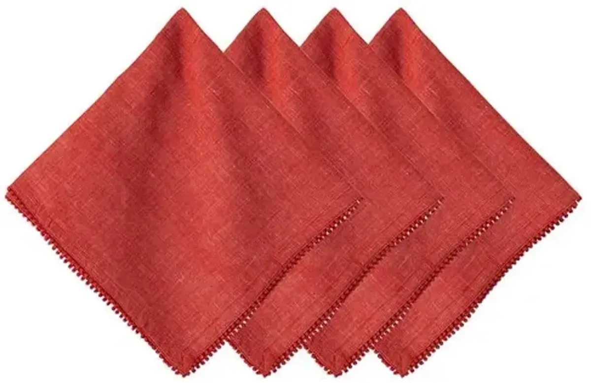 Set of 4 Berry Trim Napkins - Red - Juliska