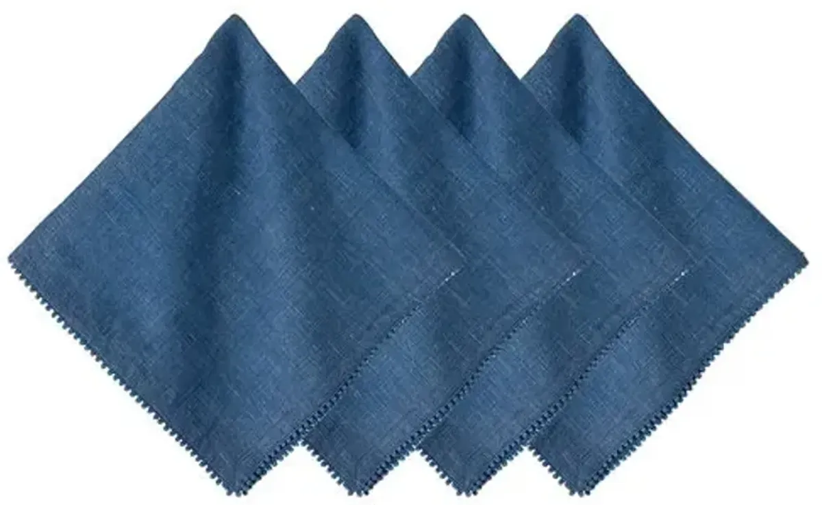 Set of 4 Berry Trim Napkins - Navy - Juliska - Blue