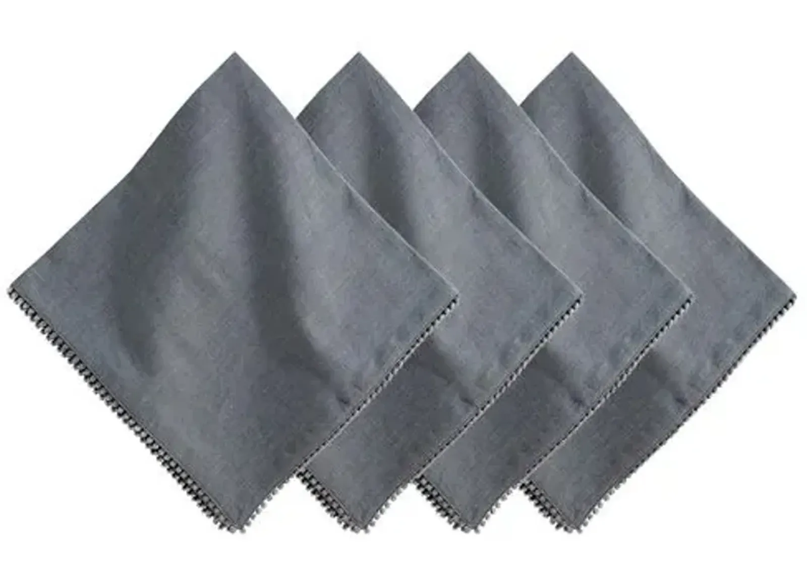 Set of 4 Berry Trim Napkins - Flint Grey - Juliska - Gray