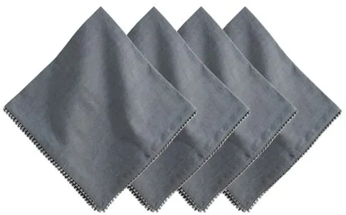 Set of 4 Berry Trim Napkins - Flint Grey - Juliska - Gray