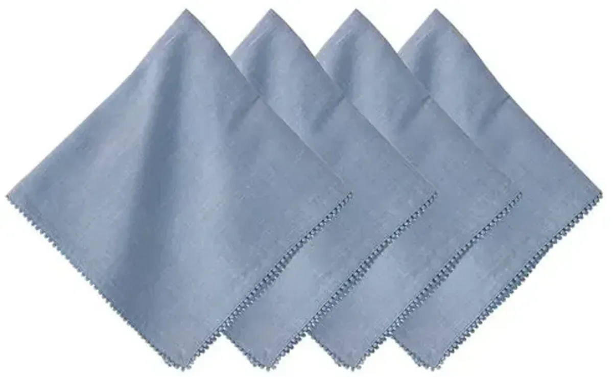 Set of 4 Berry Trim Napkins - Chambray - Juliska - Blue