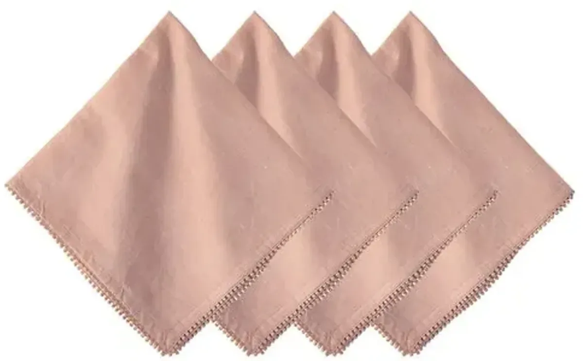 Set of 4 Berry Trim Napkins - Blush - Juliska - Pink