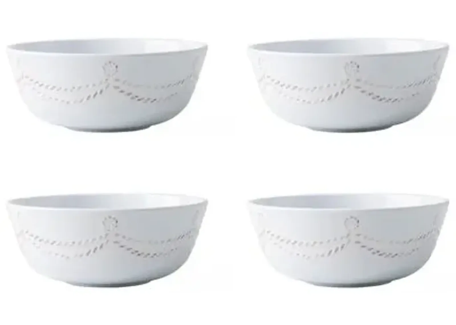 Set of 4 Berry & Thread Melamine Cereal/Ice Cream Bowls - Whitewash - Juliska