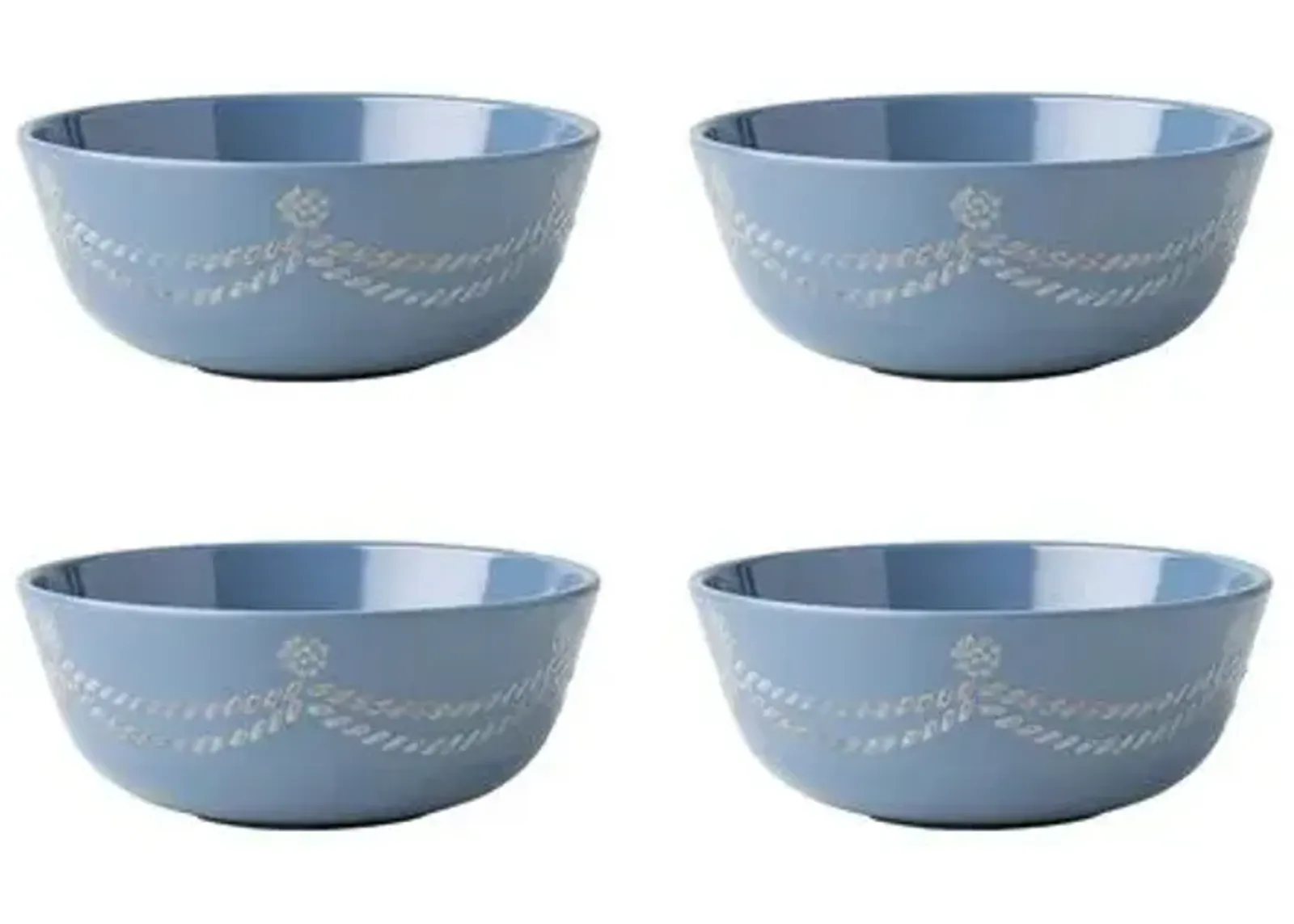 Set of 4 Berry & Thread Melamine Cereal/Ice Cream Bowls - Chambray - Juliska - Blue