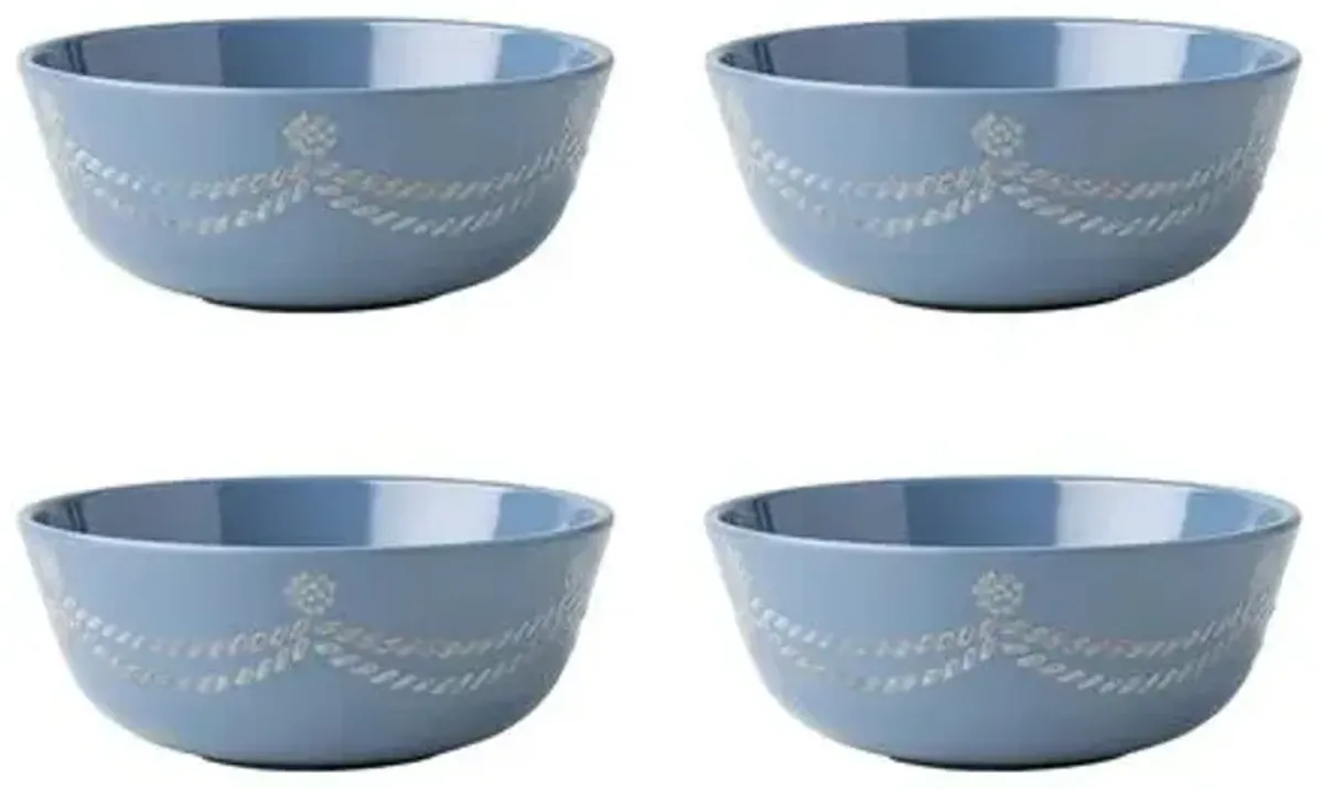 Set of 4 Berry & Thread Melamine Cereal/Ice Cream Bowls - Chambray - Juliska - Blue