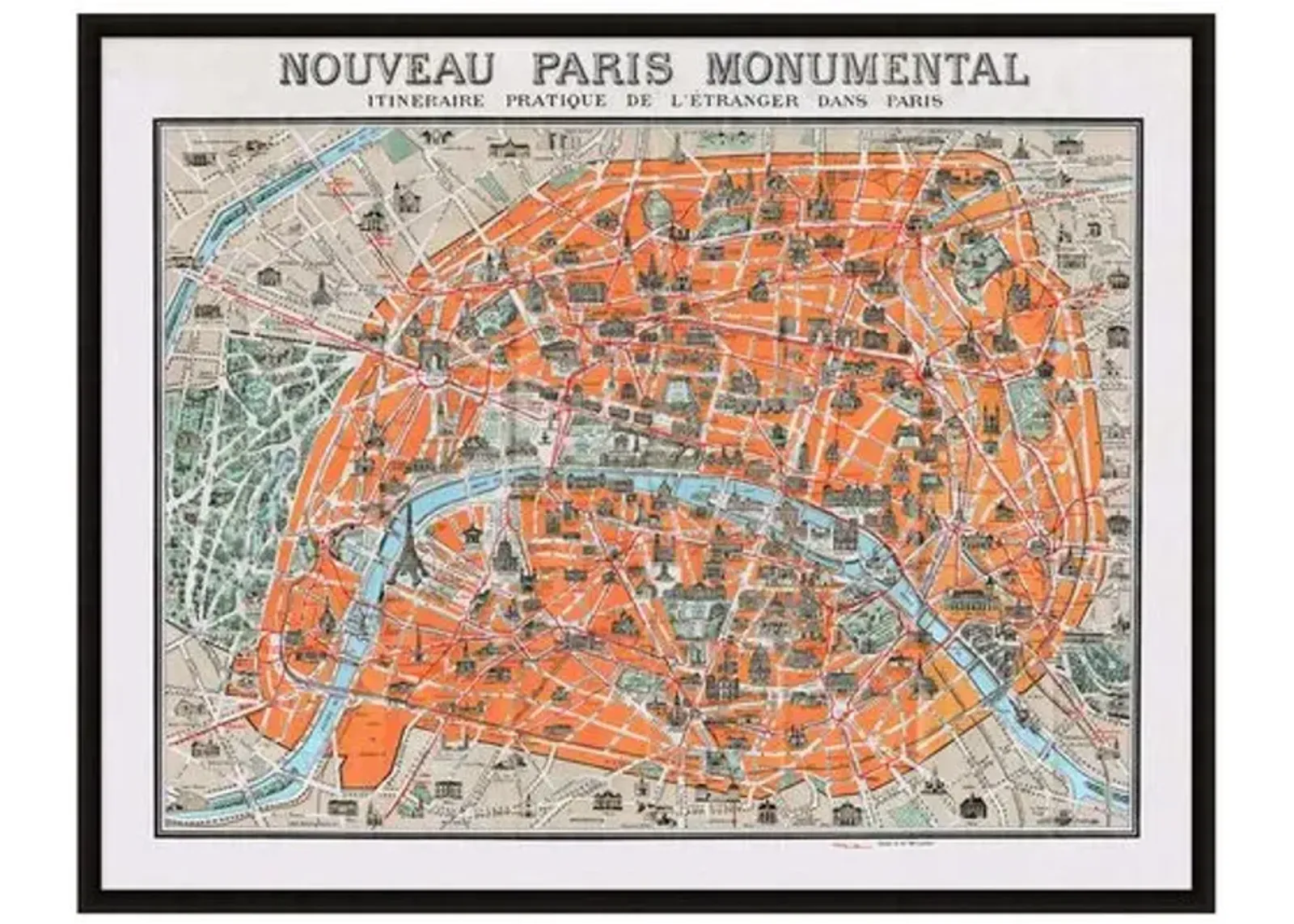 Lillian August - Monumental Map of Paris - Gray