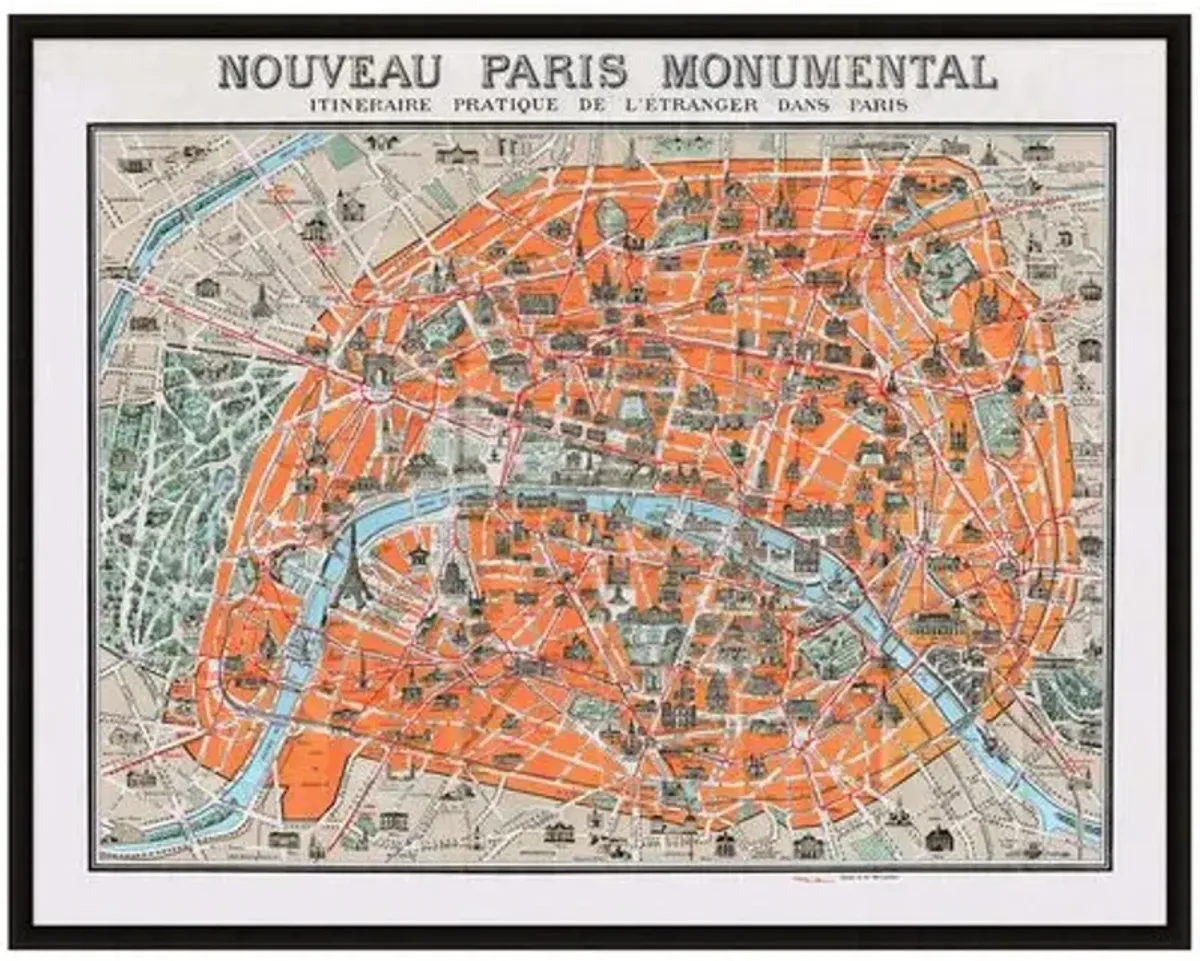 Lillian August - Monumental Map of Paris - Gray