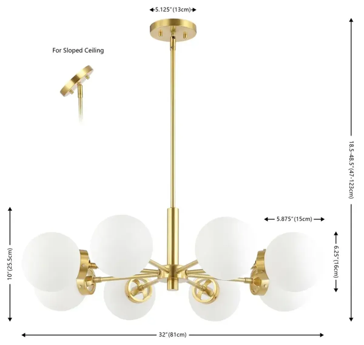 Frankie 8-Light 32" Globe Chandelier - Gold