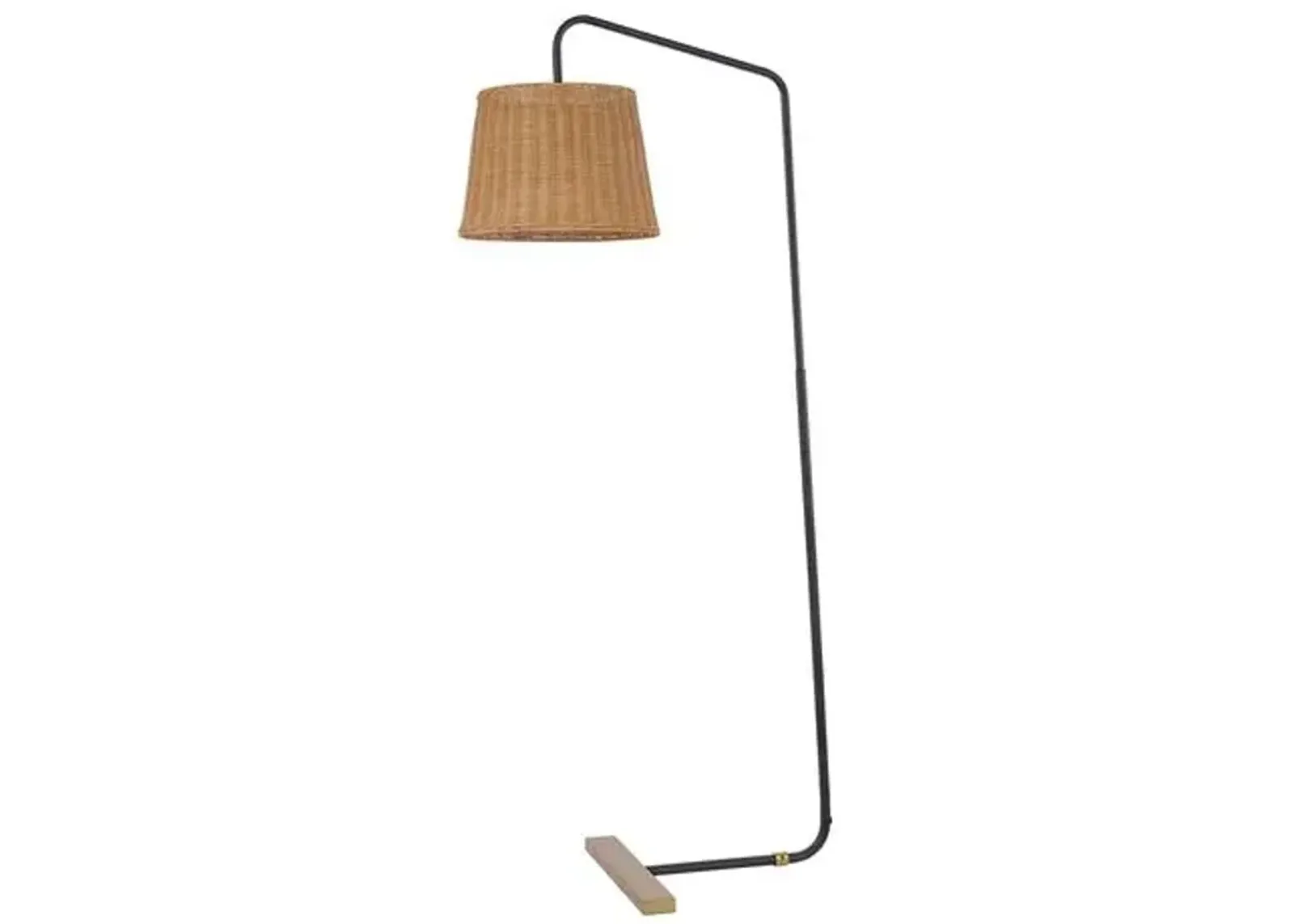 Crishell 62" Floor Lamp - Black/Natural Rattan