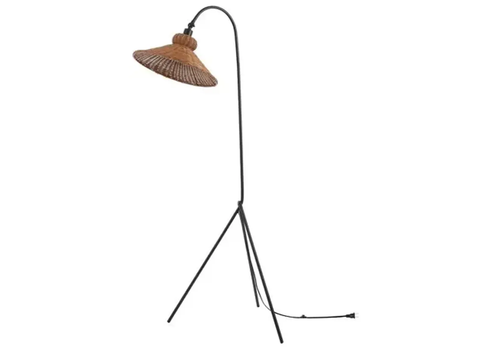 Kendalyn 62 " Floor Lamp - Black/Natural Rattan