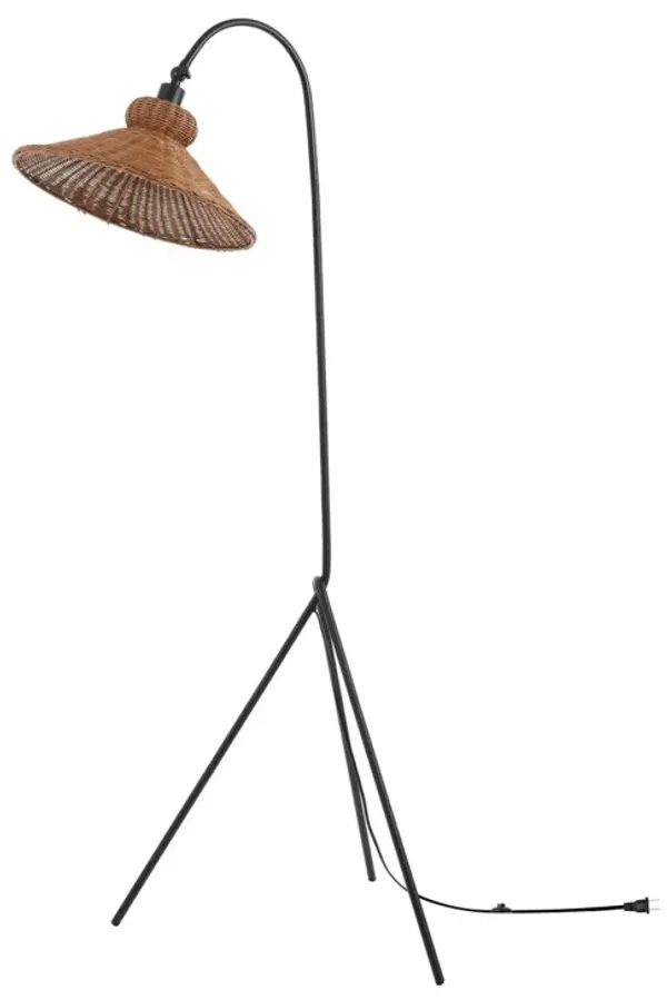 Kendalyn 62 " Floor Lamp - Black/Natural Rattan