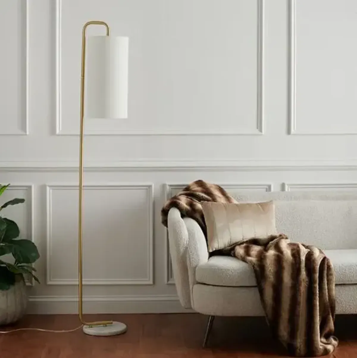 Ryann 64" Floor Lamp - Gold/White Marble