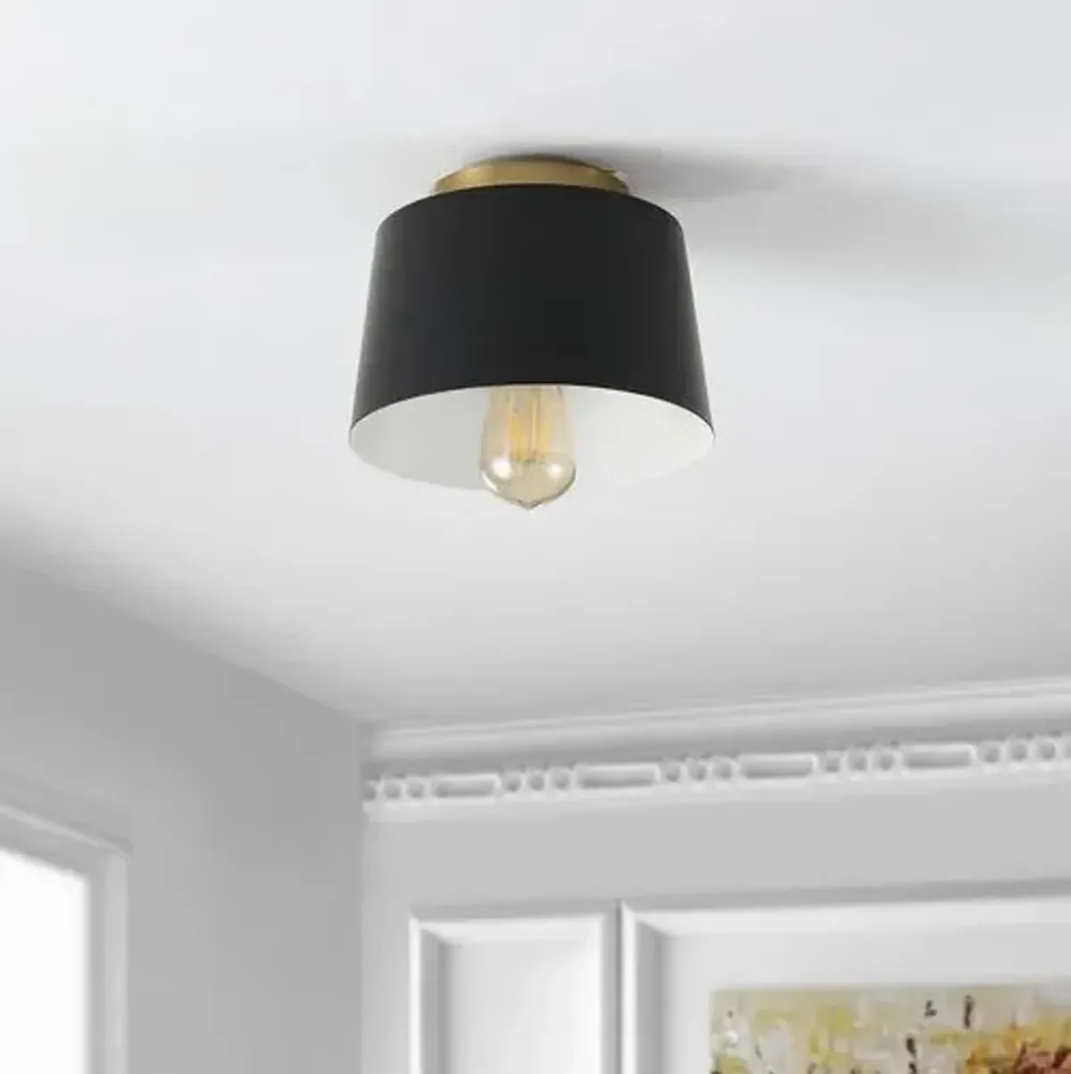 Waine Flush Mount - Black/Brass