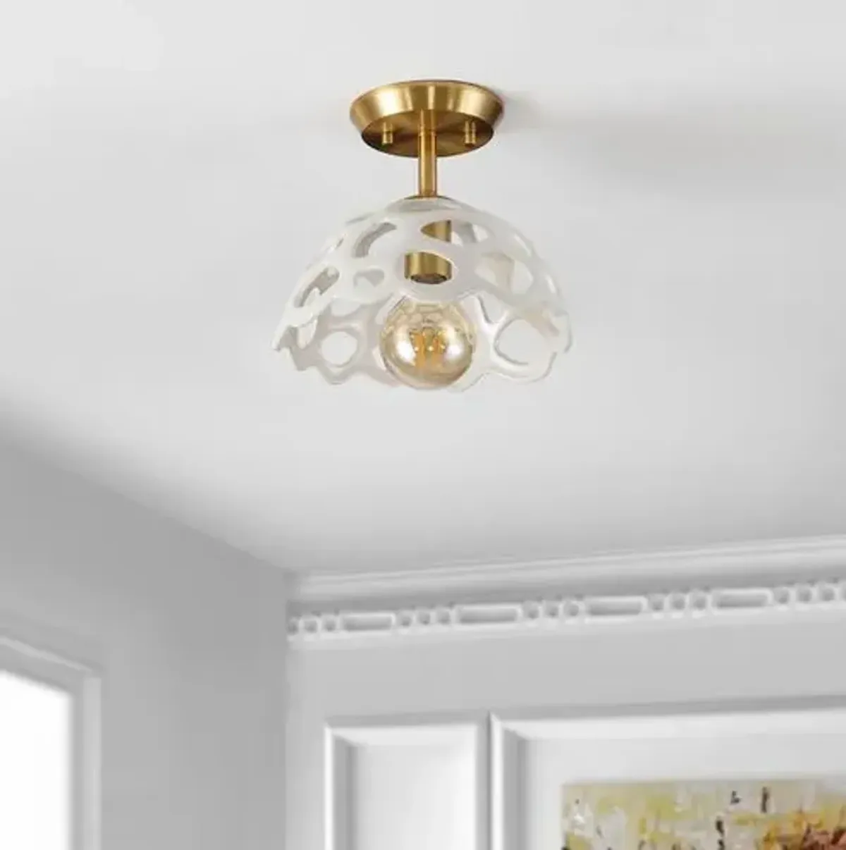 Quella 10" Flush Mount - White/Gold