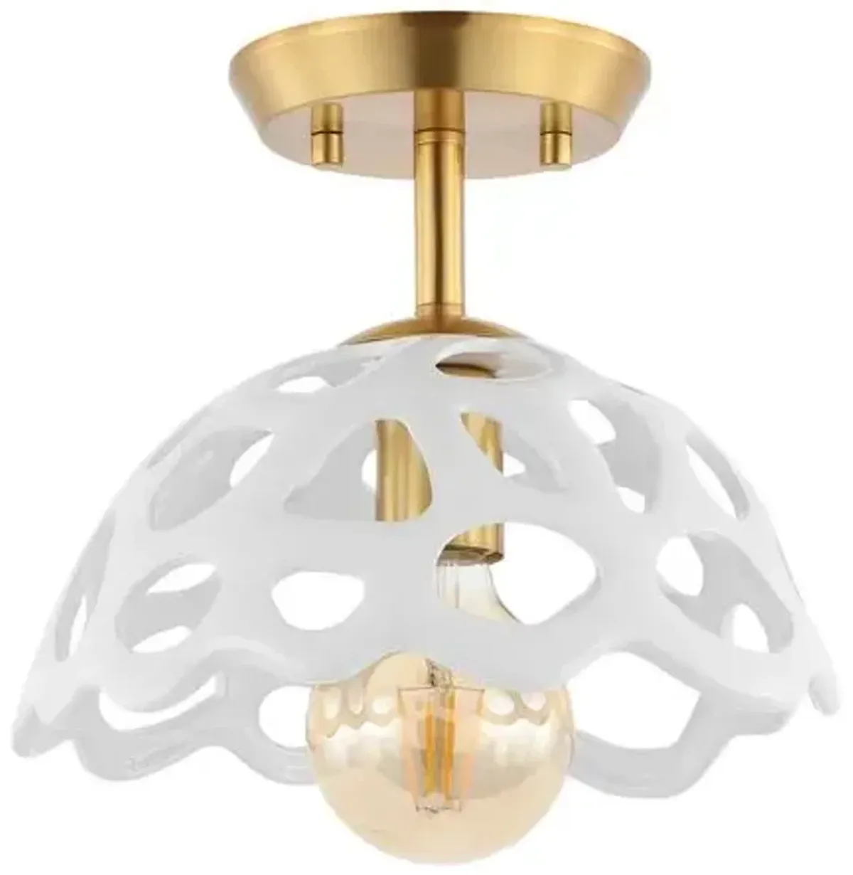 Quella 10" Flush Mount - White/Gold